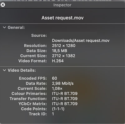 A mov inspector on Mac.