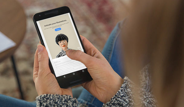 Woman holding a phone displaying a marketing email.