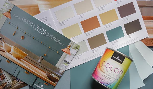 Printed marketing collateral from the paint company Benjamin Moore.