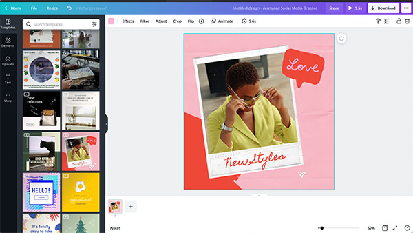 Screenshot of Canva's user interface.