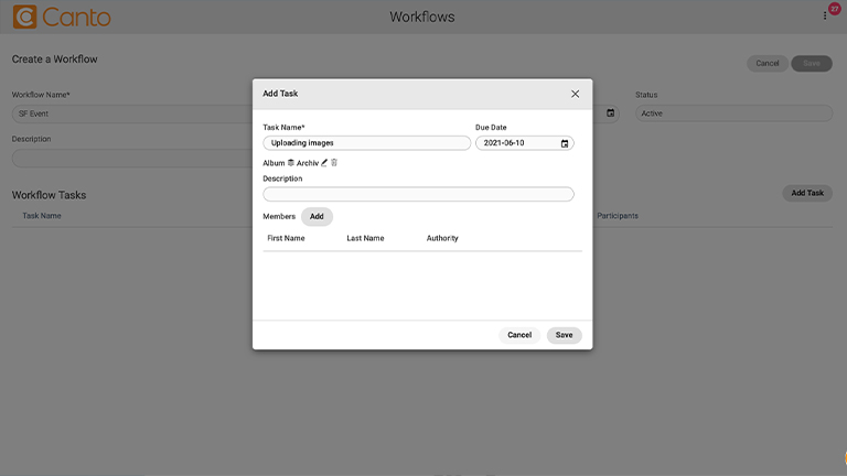 A data input interface in digital asset management.