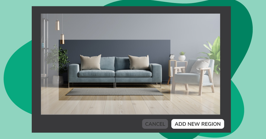 Image of a staged living room cropped to focus on the sofa.