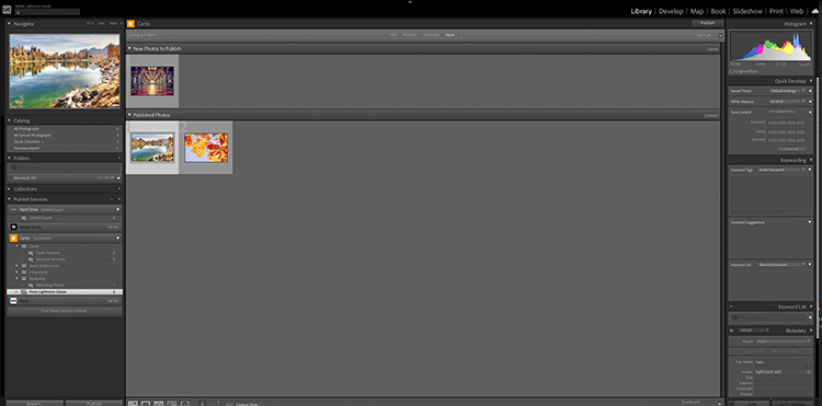 Screenshot showing the Canto integration with Adobe Lightroom in action.